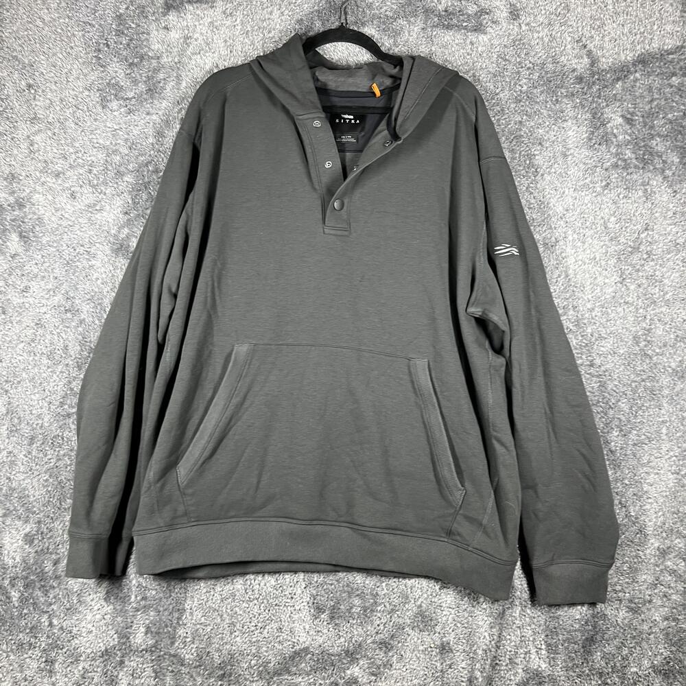 SITKA Hoodie Mens 2XL Gray Pullover Heavyweight Harbor Snap Front Hoody Hunting